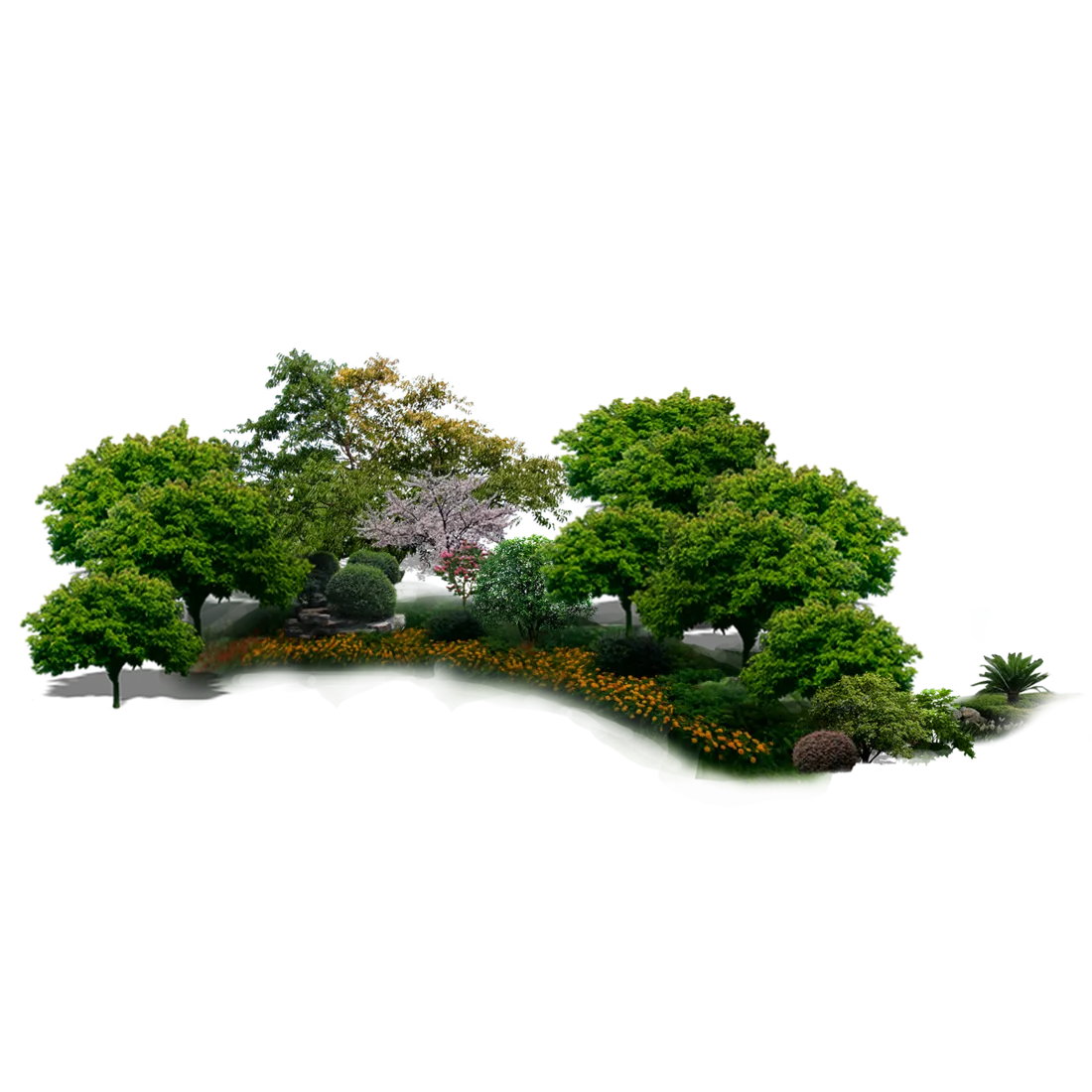Environment Tree, garden,rockery,Trees,Flowers, landscape, grass, environmental Protection png